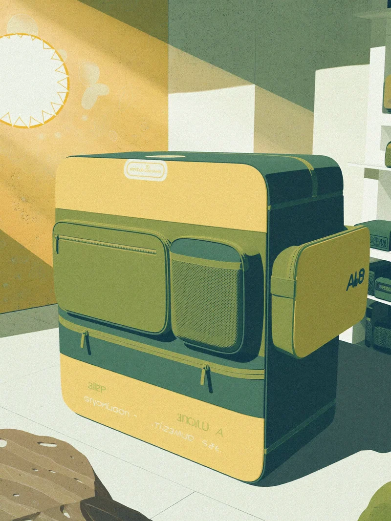 Illustration eines modularen Organizer-Koffers mit variablen Fächern